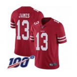 Men's San Francisco 49ers #13 Richie James Red Team Color Vapor Untouchable Limited Player 100th Season Football Jersey