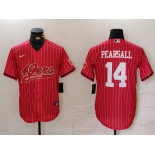 Men's San Francisco 49ers #14 Ricky Pearsall Red Pinstripe With Patch Cool Base Stitched Baseball Jersey