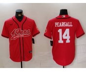 Men's San Francisco 49ers #14 Ricky Pearsall Red With Patch Cool Base Stitched Baseball Jersey