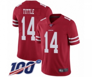 Men's San Francisco 49ers #14 Y.A. Tittle Red Team Color Vapor Untouchable Limited Player 100th Season Football Jersey