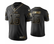 Mens San Francisco 49ers #15 Jauan Jennings Nike Black Golden Edition Vapor Limited Jersey