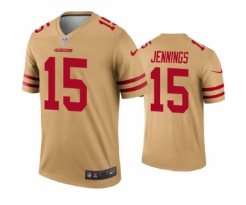 Mens San Francisco 49ers #15 Jauan Jennings Nike Gold Inverted Limited Player Jersey