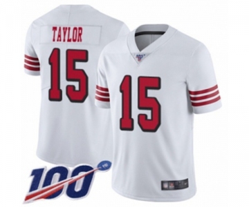 Men's San Francisco 49ers #15 Trent Taylor Limited White Rush Vapor Untouchable 100th Season Football Jersey