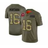 Men's San Francisco 49ers #16 Joe Montana 2019 Olive Camo Salute to Service Limited Jersey