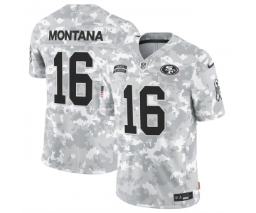 Men's San Francisco 49ers #16 Joe Montana 2024 F.U.S.E Arctic Camo Salute To Service Limited Stitched Football Jersey