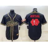 Men's San Francisco 49ers #16 Joe Montana Black Gold Team Big Logo With Patch Cool Base Stitched Baseball Jersey