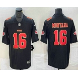 Men's San Francisco 49ers #16 Joe Montana Black Red Fashion Vapor Limited Stitched Jersey