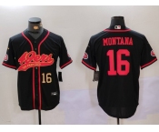 Men's San Francisco 49ers #16 Joe Montana Black With Patch Cool Base Stitched Baseball Jersey