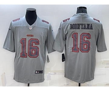 Men's San Francisco 49ers #16 Joe Montana Grey Atmosphere Fashion 2022 Vapor Untouchable Stitched Limited Jersey