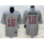 Men's San Francisco 49ers #16 Joe Montana LOGO Grey Atmosphere Fashion 2022 Vapor Untouchable Stitched Limited Jersey