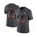 Men's San Francisco 49ers #16 Joe Montana Limited Black USA Flag 2019 Salute To Service Football Jersey