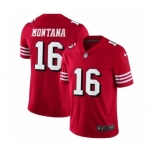 Men's San Francisco 49ers #16 Joe Montana Limited Red Rush Vapor Untouchable Football Jerseys