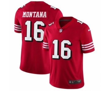 Men's San Francisco 49ers #16 Joe Montana Limited Red Rush Vapor Untouchable Football Jerseys