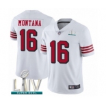 Men's San Francisco 49ers #16 Joe Montana Limited White Rush Vapor Untouchable Super Bowl LIV Bound Football Jersey