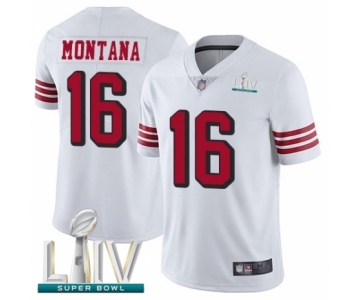 Men's San Francisco 49ers #16 Joe Montana Limited White Rush Vapor Untouchable Super Bowl LIV Bound Football Jersey