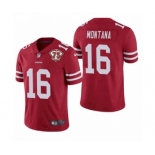 Men's San Francisco 49ers #16 Joe Montana Red 2021 75th Anniversary Vapor Untouchable Limited Stitched Football Jersey