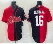 Men's San Francisco 49ers #16 Joe Montana Red Black Two Tone Cool Base Stitched Baseball Jersey