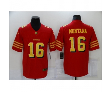 Men's San Francisco 49ers #16 Joe Montana Red Gold Untouchable Limited Jersey