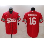 Men's San Francisco 49ers #16 Joe Montana Red Mexico Cool Base Stitched Baseball Jersey