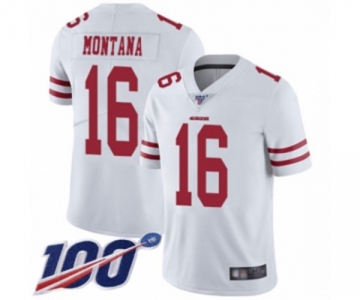 Men's San Francisco 49ers #16 Joe Montana White Vapor Untouchable Limited Player 100th Season Football Jersey