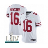 Men's San Francisco 49ers #16 Joe Montana White Vapor Untouchable Limited Player Super Bowl LIV Bound Football Jersey