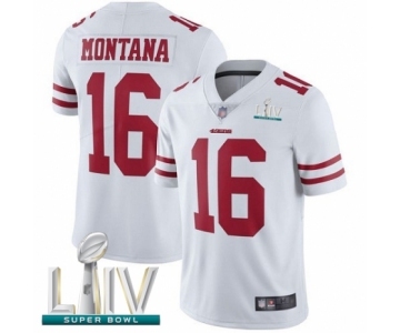 Men's San Francisco 49ers #16 Joe Montana White Vapor Untouchable Limited Player Super Bowl LIV Bound Football Jersey