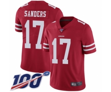 Men's San Francisco 49ers #17 Emmanuel Sanders Red Team Color Vapor Untouchable Limited Player 100th Season Football Jersey