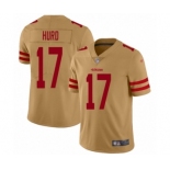 Men's San Francisco 49ers #17 Jalen Hurd Limited Gold Inverted Legend Football Jersey