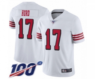 Men's San Francisco 49ers #17 Jalen Hurd Limited White Rush Vapor Untouchable 100th Season Football Jersey