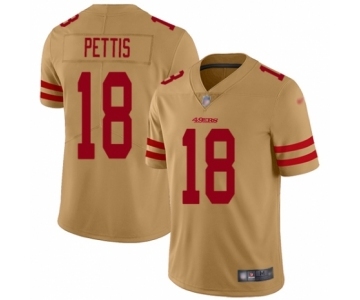 Men's San Francisco 49ers #18 Dante Pettis Limited Gold Inverted Legend Football Jersey