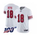 Men's San Francisco 49ers #18 Dante Pettis Limited White Rush Vapor Untouchable 100th Season Football Jersey