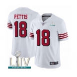 Men's San Francisco 49ers #18 Dante Pettis Limited White Rush Vapor Untouchable Super Bowl LIV Bound Football Jersey