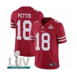 Men's San Francisco 49ers #18 Dante Pettis Red Team Color Vapor Untouchable Limited Player Super Bowl LIV Bound Football Jersey