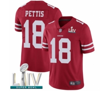 Men's San Francisco 49ers #18 Dante Pettis Red Team Color Vapor Untouchable Limited Player Super Bowl LIV Bound Football Jersey