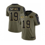 Men's San Francisco 49ers #19 Deebo Samuel 2021 Olive Camo Salute To Service Golden Limited Stitched Football Jersey