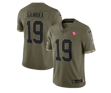 Men's San Francisco 49ers #19 Deebo Samuel 2022 Olive Salute To Service Limited Stitched Jersey