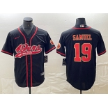 Men's San Francisco 49ers #19 Deebo Samuel Black Red With Patch Cool Base Stitched Baseball Jersey