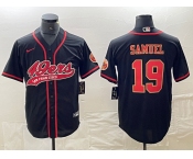 Men's San Francisco 49ers #19 Deebo Samuel Black Red With Patch Cool Base Stitched Baseball Jersey