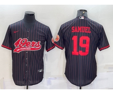 Men's San Francisco 49ers #19 Deebo Samuel Black With Patch Cool Base Stitched Baseball Jersey