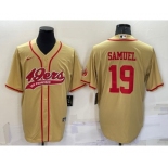 Men's San Francisco 49ers #19 Deebo Samuel Gold Stitched Cool Base Nike Baseball Jersey