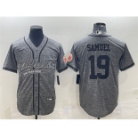 Men's San Francisco 49ers #19 Deebo Samuel Gray With Patch Cool Base Stitched Baseball Jersey