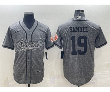 Men's San Francisco 49ers #19 Deebo Samuel Gray With Patch Cool Base Stitched Baseball Jersey