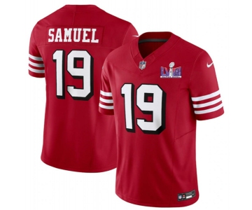 Men's San Francisco 49ers #19 Deebo Samuel New Red 2024 F.U.S.E. Super Bowl LVIII Patch Vapor Untouchable Limited Football Stitched Jersey