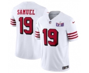 Men's San Francisco 49ers #19 Deebo Samuel New White 2024 F.U.S.E. Super Bowl LVIII Patch Vapor Untouchable Limited Football Stitched Jersey