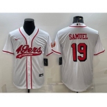 Men's San Francisco 49ers #19 Deebo Samuel New White With Patch Cool Base Stitched Baseball Jersey