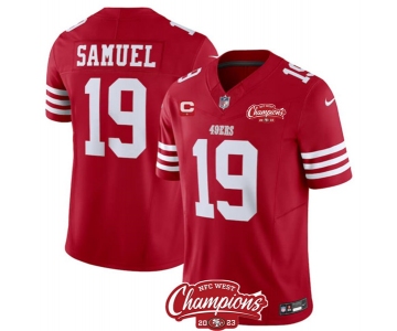 Men's San Francisco 49ers #19 Deebo Samuel Red 2023 F.U.S.E. With 1-star C Ptach And NFC West Champions Patch Football Stitched Jersey