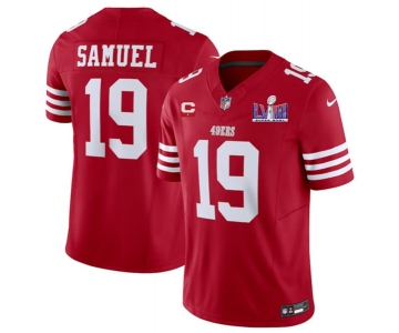 Men's San Francisco 49ers #19 Deebo Samuel Red 2024 F.U.S.E. Super Bowl LVIII Patch And 1-star C Patch Vapor Untouchable Limited Football Stitched Jersey