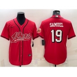 Men's San Francisco 49ers #19 Deebo Samuel Red Color Rush With Patch Cool Base Stitched Baseball Jersey