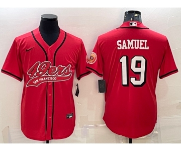 Men's San Francisco 49ers #19 Deebo Samuel Red Color Rush With Patch Cool Base Stitched Baseball Jersey