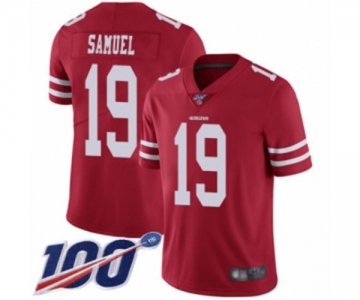 Men's San Francisco 49ers #19 Deebo Samuel Red Team Color Vapor Untouchable Limited Player 100th Season Football Jersey